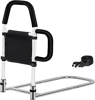 "Hopelight Adjustable Bed Rail Support Handle with Storage Pouch, White and Black, Height Assist Safety Guard, Adjustable Bed Assist Rails for Seniors & Patients - Fits All Beds, Tool-Free Assembly