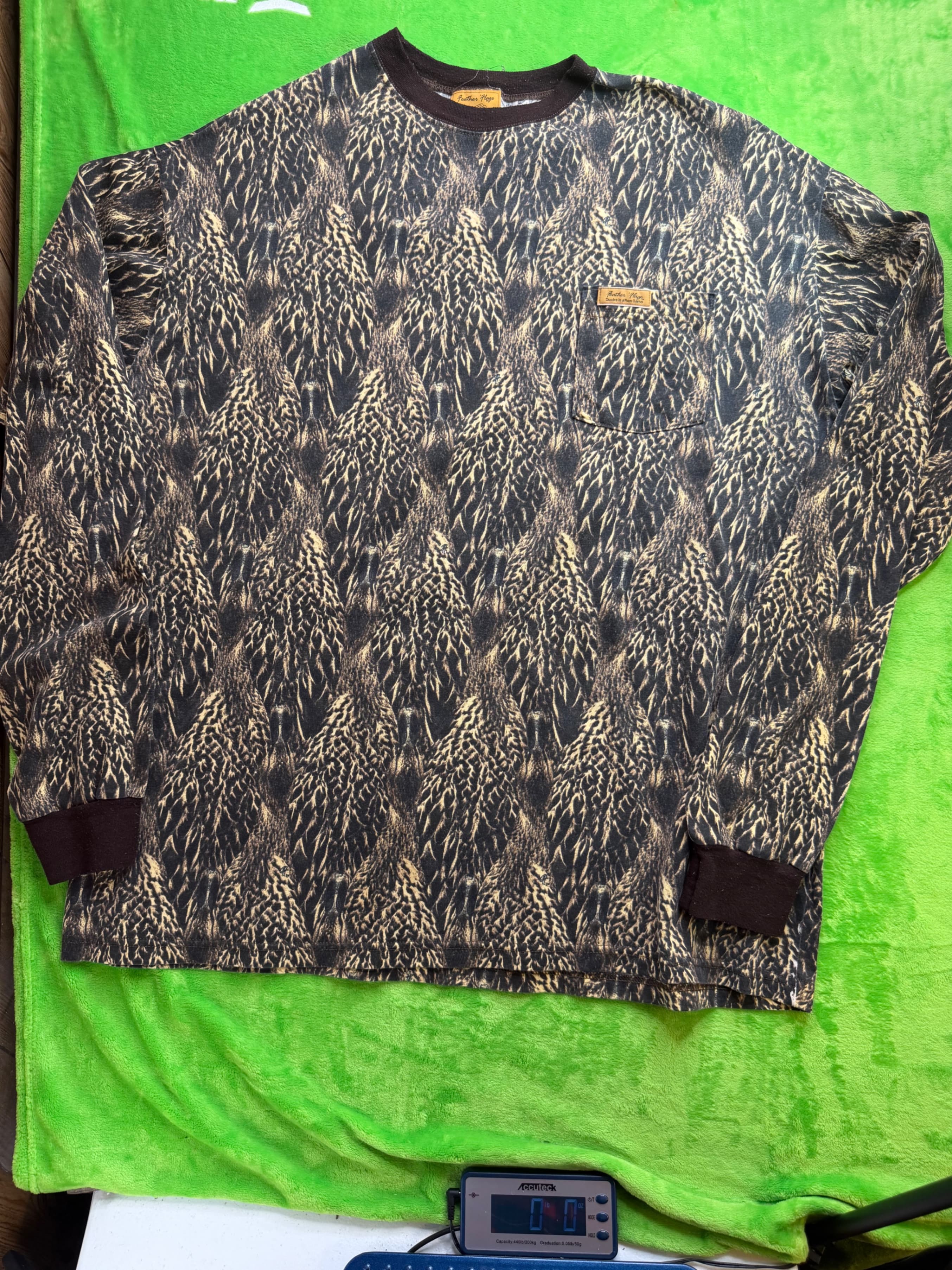 Vtg Feather Flage Ducks in a Row Camo LS Shirt Mens 2XL USA
