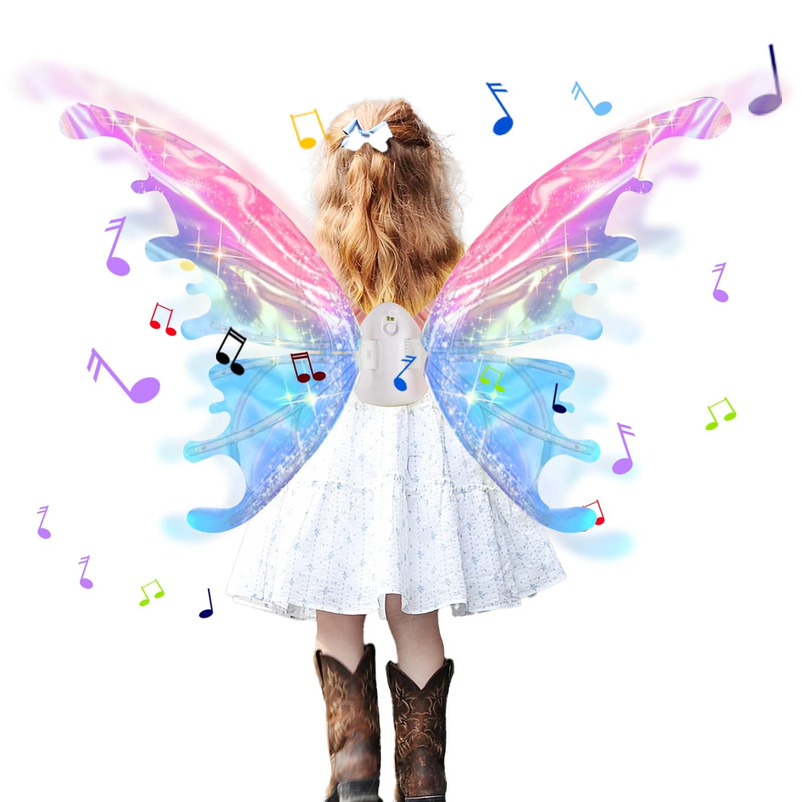 LED Light Up Musical Fairy Wings with Batteries