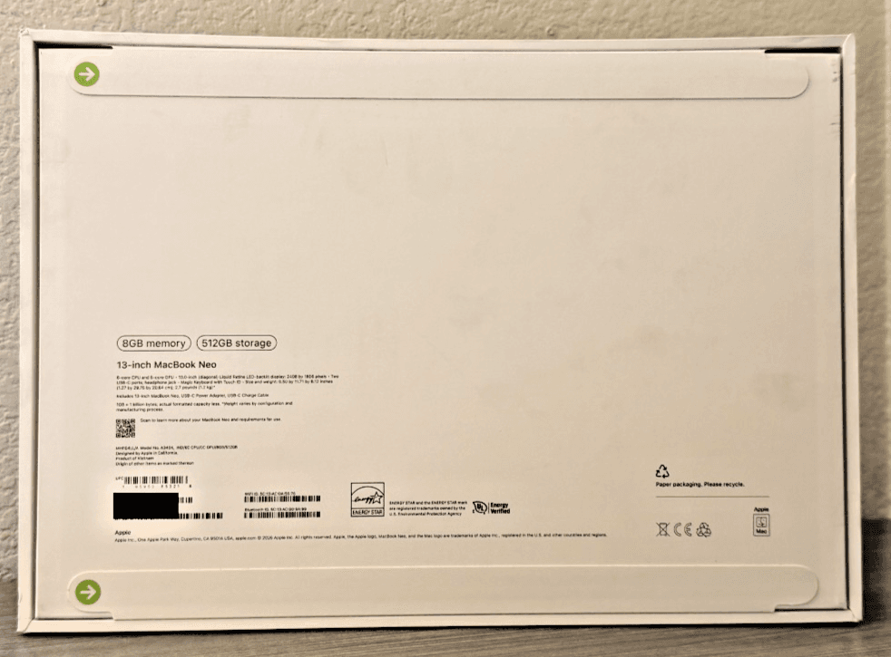 Apple 13-inch MacBook Neo A3404 8GB Memory 256GB Storage