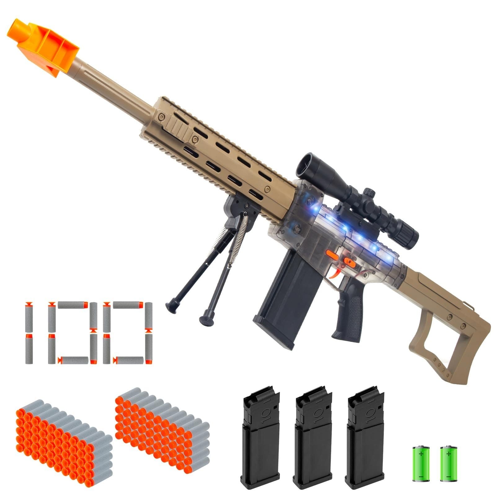 Barrett Style Electric Foam Dart Blaster Toy Rifle Soft Bullet Open Box