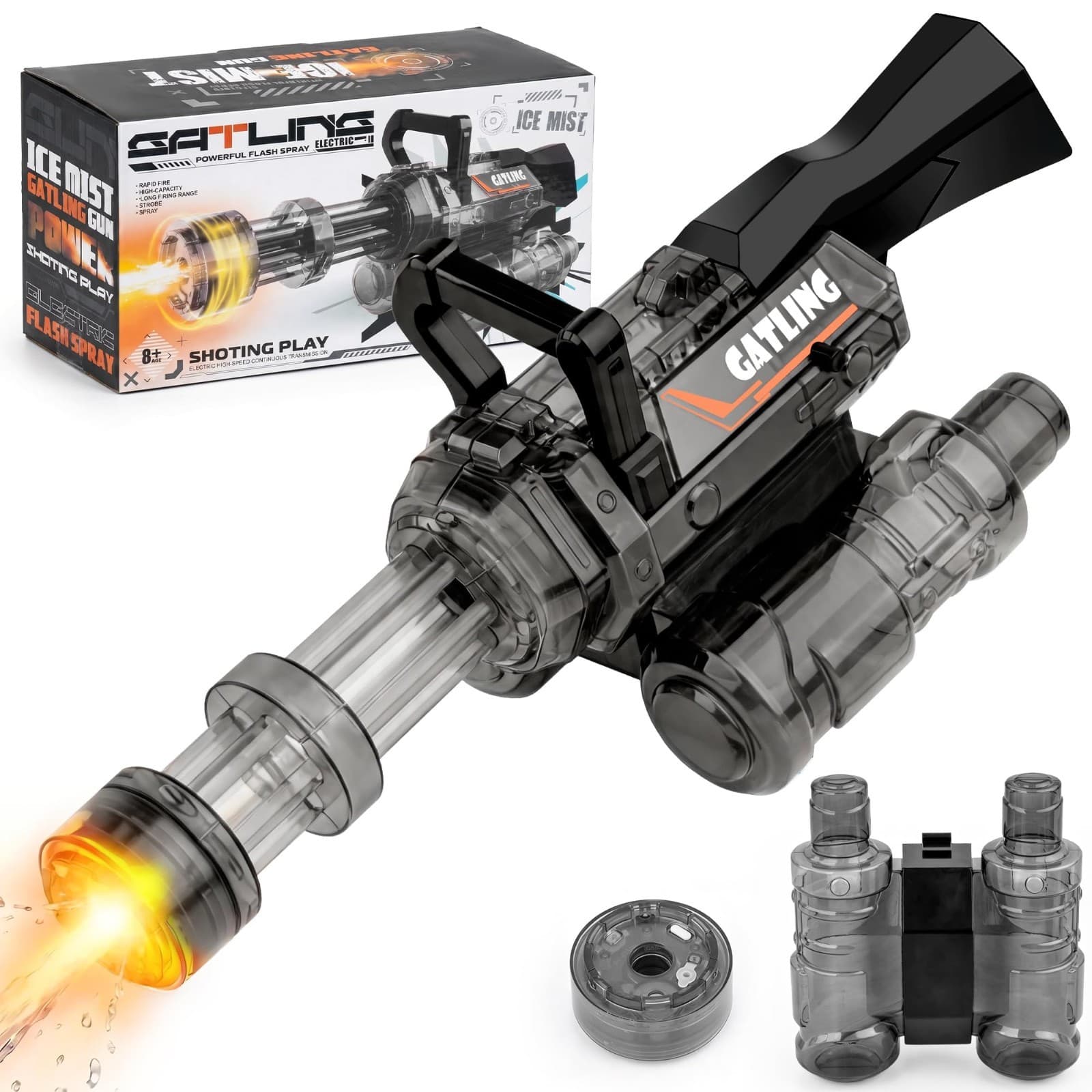 Electric Gatling Ice Mist Water Blaster Toy Rapid Fire Open Box