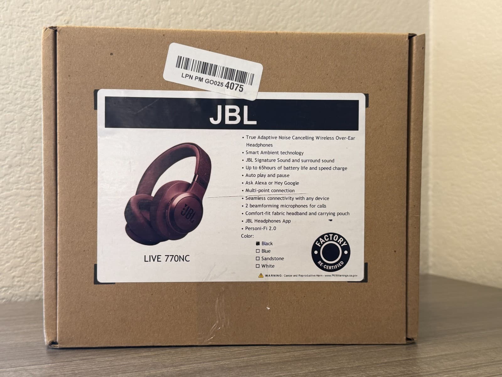 JBL Live 770NC Wireless Over-Ear ANC Headphones Black