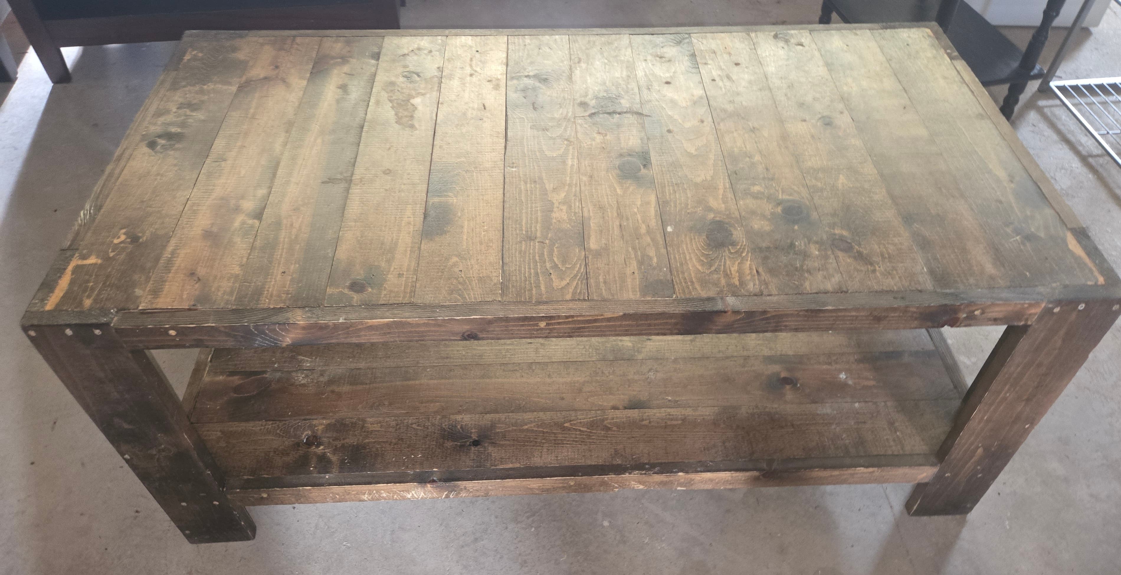 Rustic Wooden Coffee Table with Lower Shelf