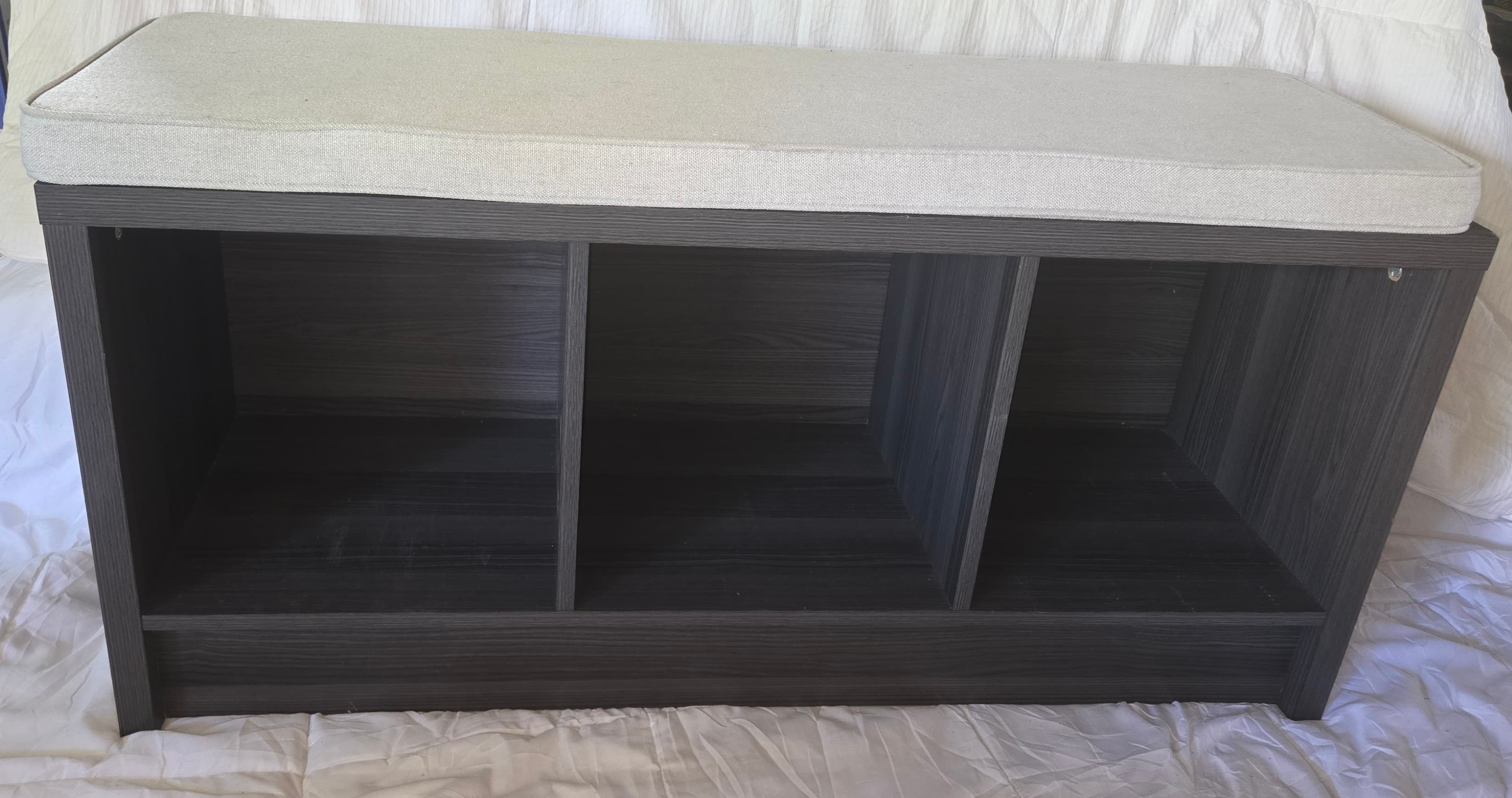 Entryway Storage Bench with Cushion and Shelves
