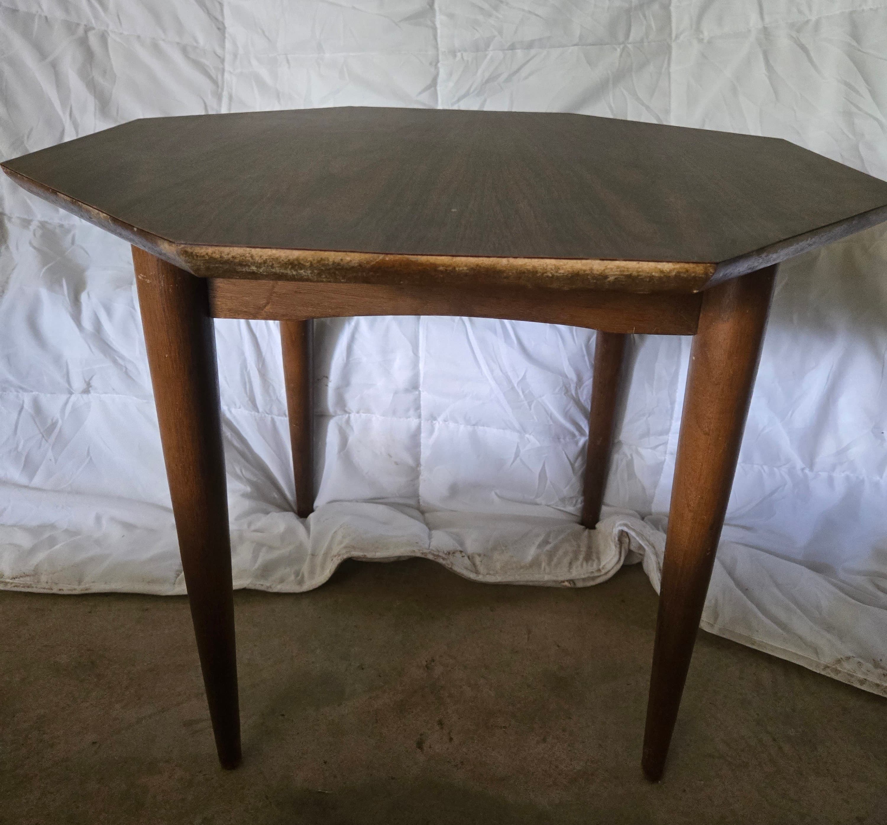 Mid-Century Modern Octagonal Wood Side Table