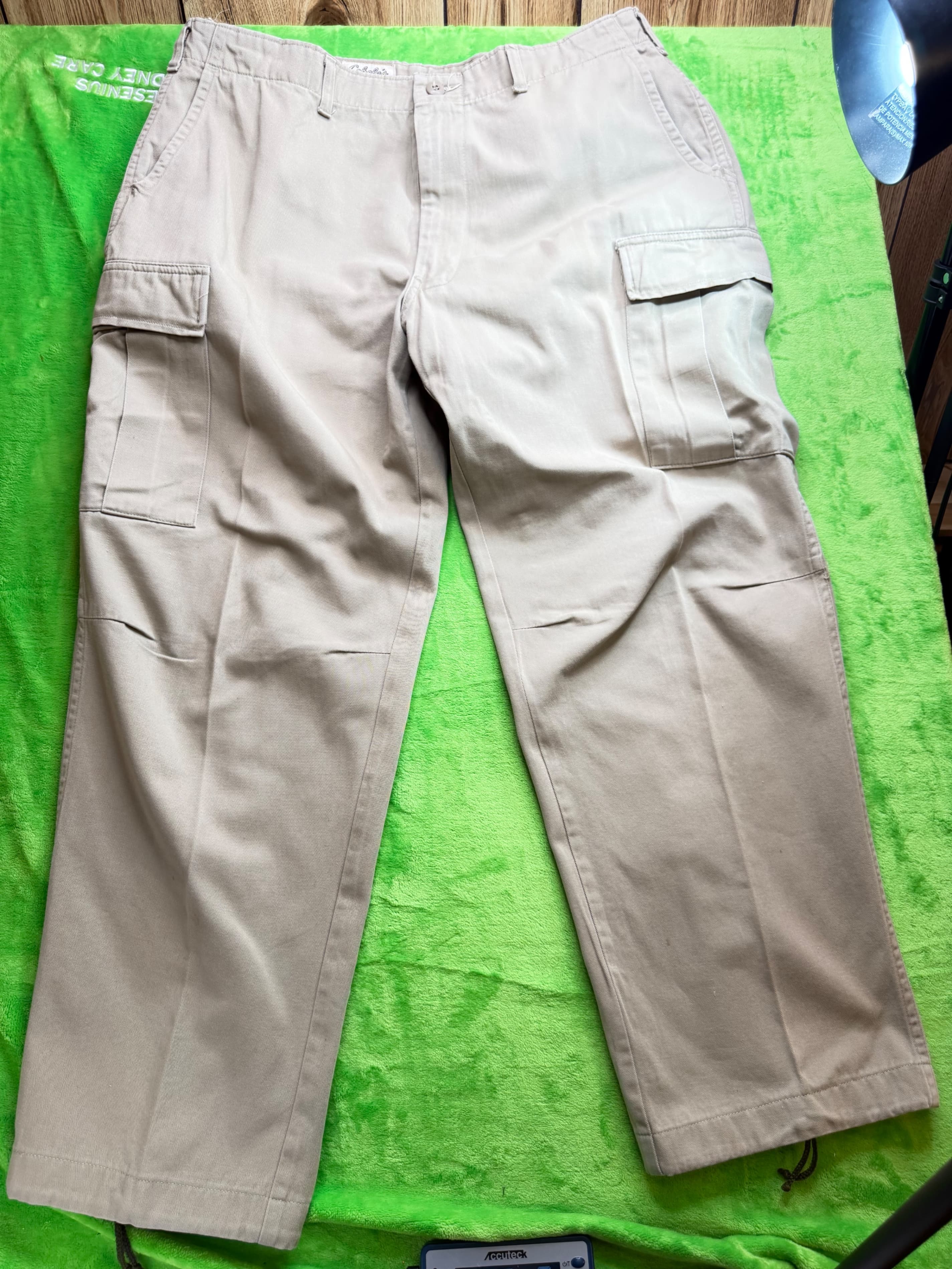 Vtg Cabela's Sidney NE Cargo Pants Mens 36x30 Khaki 100% Cotton USA