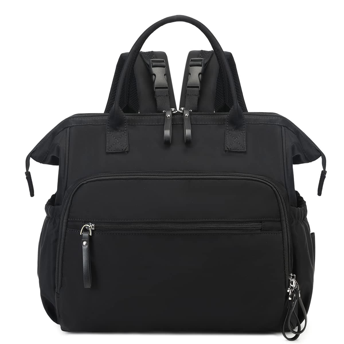 Black Convertible Diaper Bag Backpack with Stroller Straps - 14 Pockets, Insulated Bottle Holders