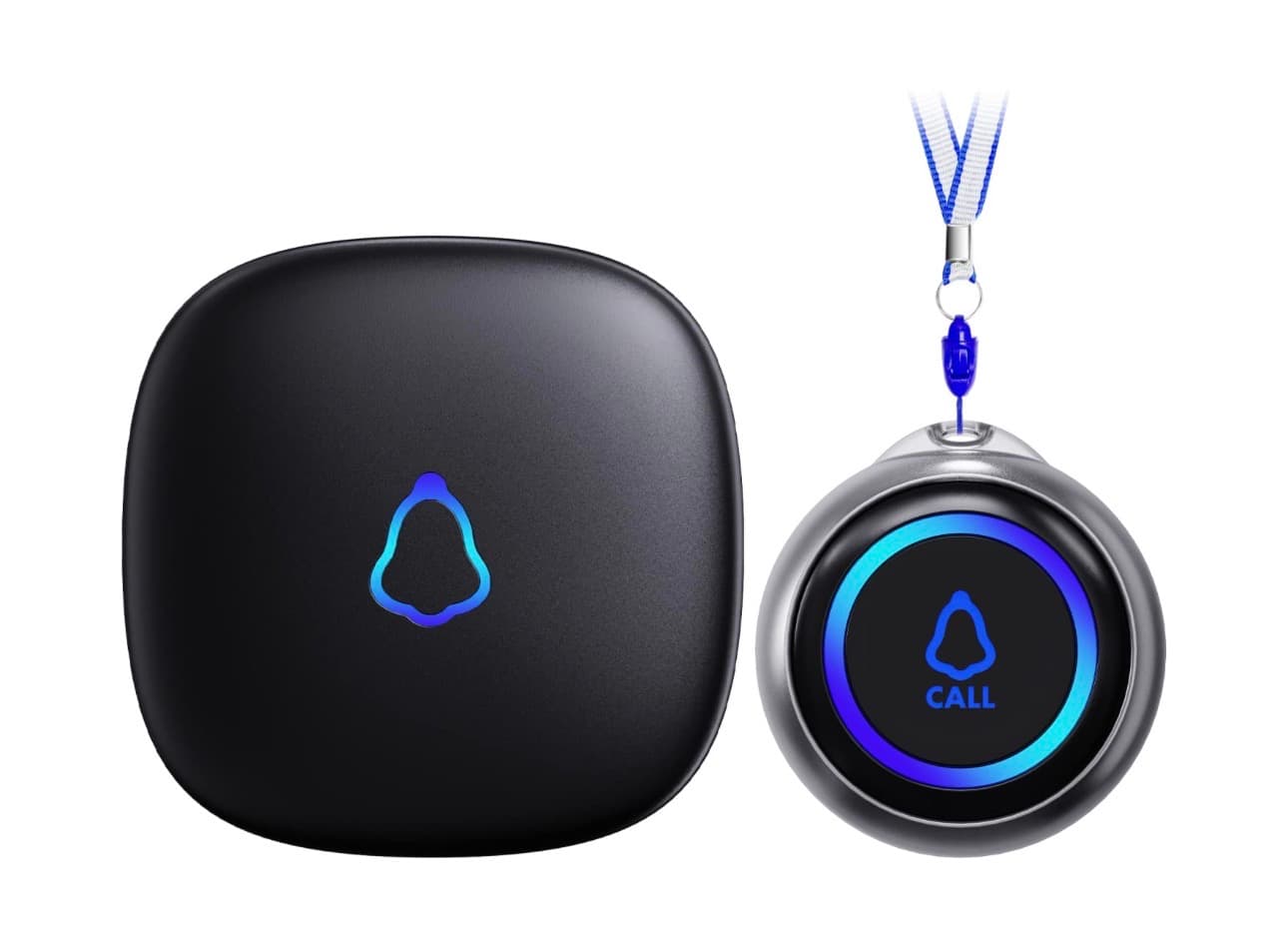 Caregiver Pager, Wireless Call Button for Seniors/Elderly at Home, 1 SOS Button + 1 Receiver Medical Life Alert System, Emergency Panic Call Bell, Help Alarm for Nurse Calling & Patient Assistance