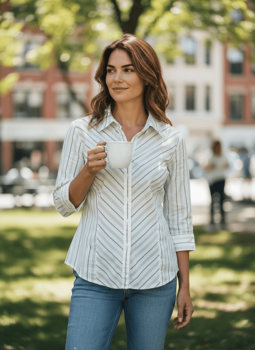 Mountain Lake Pinstriped Casual Blouse