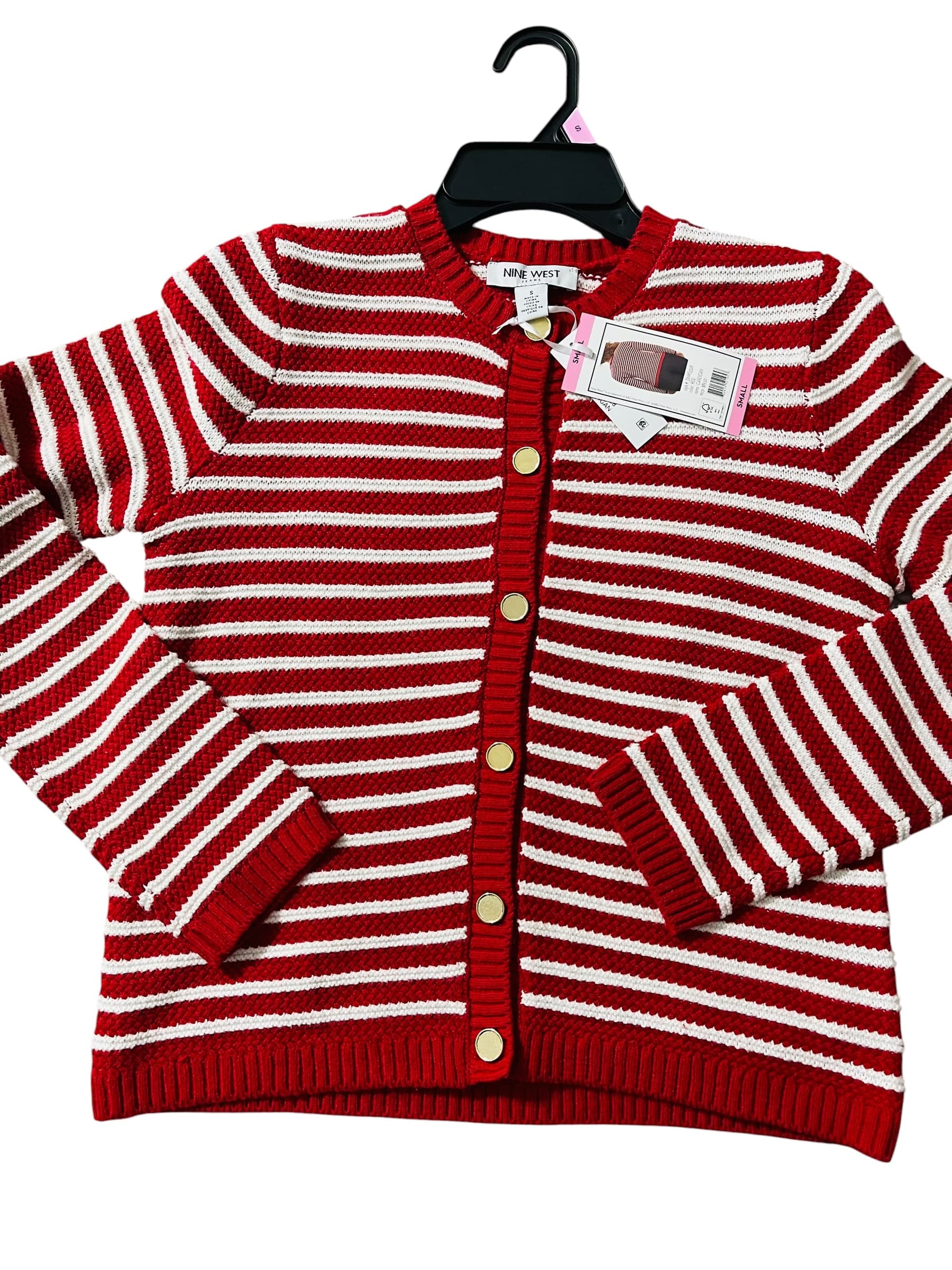 Nine West Long Sleeve Striped Cardigan