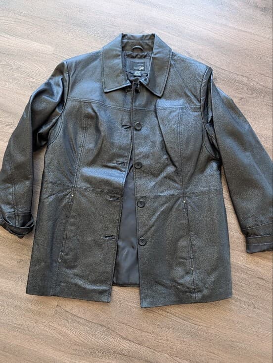 Vintage East 5th Black Leather Button Up Jacket