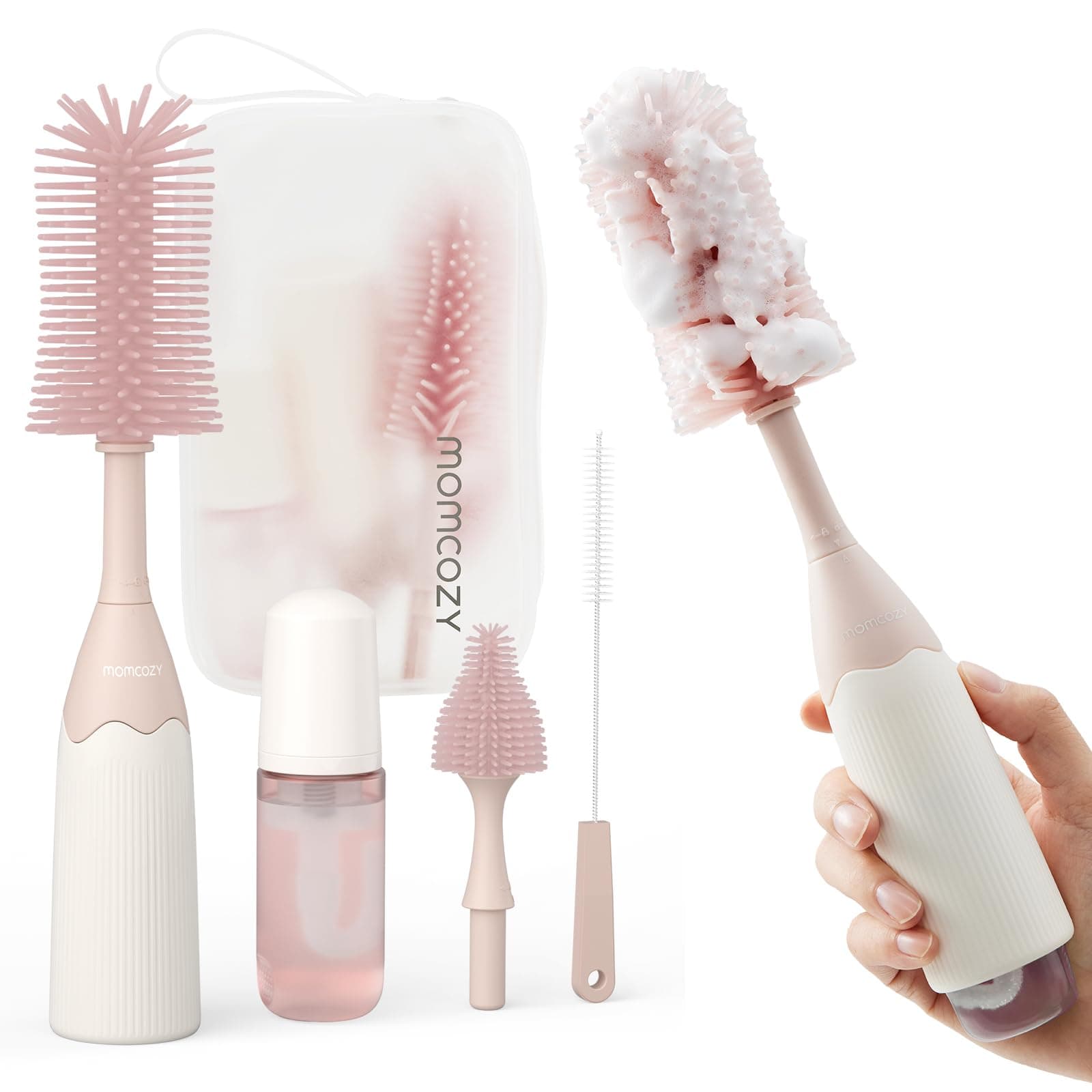 Momcozy Pink Bottle Cleaning Brush Set