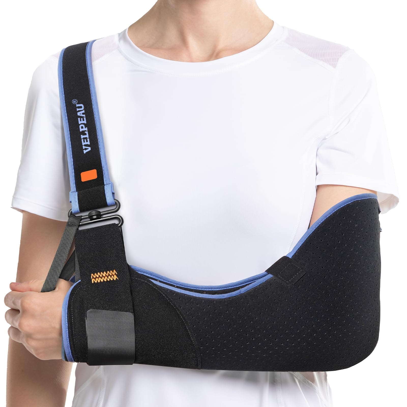 Arm Sling Shoulder Immobilizer fit Left or Right Arm - Rotator Cuff Support Brace - Medical Sling for Shoulder, Clavicle, Elbow Injury (Comfort type, X-Large: Bust 47″-53″)