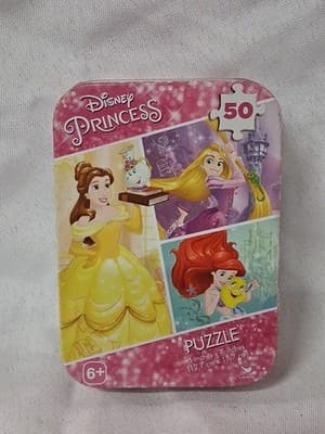 Disney Princess Puzzle in Sealed Collector Tin - Belle, Rapunzel & Ariel - 50pcs