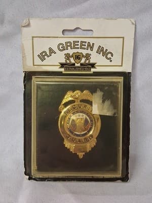 Vtg IRA Green Inc. Security Guard Badge Pin Liberty 🗽 & Justice For All ⚖️