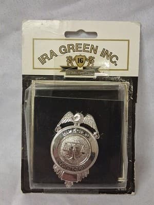 Vtg IRA Green Inc. Security Officer Badge Pin Silver Color ⚖️