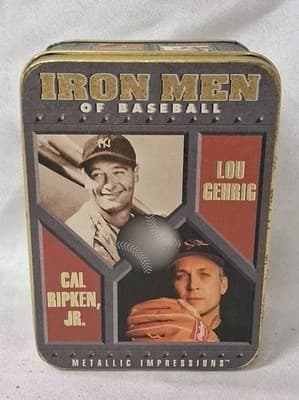 1996 Iron Men Of Baseball Lou Gehrig Cal Ripken Metallic Impressions 5 Card Set