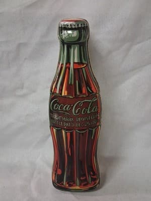 1996 COCA COLA--BOTTLE SHAPED TIN BOX (LOOK)