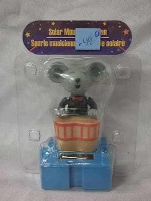 Solar Power Dancing Musician Mouse With Bongo Drums Bobble Toy