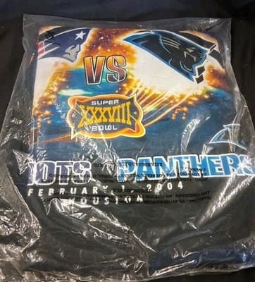 Vintage 2004 Super Bowl 38 XXXVIII Patriots vs Panthers XL NWT SEALED