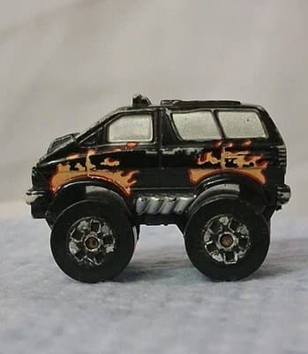 Vtg 1989 Road Champs Micro Machine Monster Wheels Custom Minivan Black W Flames