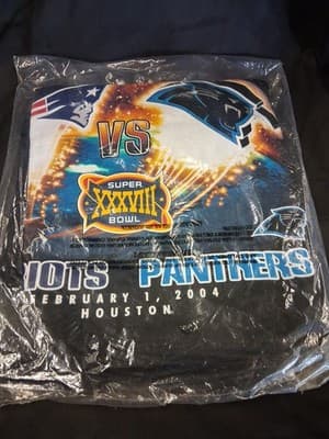 2004 Super Bowl XXXVIII Men's Shirt NFL Patriots Panthers Size 2XL