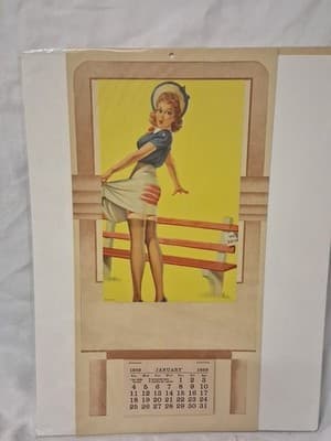 Elvgren Art Lithograph January 1959 & 1952 Pinup Girls Calendar