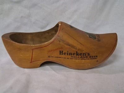 VINTAGE BAR IMPORTED HEINEKEN HOLLAND BEER WOOD WOODEN SHOE