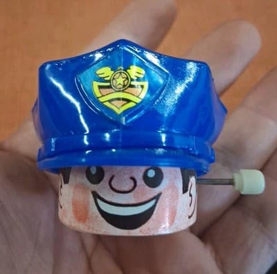 Vintage Hong Kong Police Hat Wind-Up To Mini-Pet Tomy Police Man RARE! toy As Is