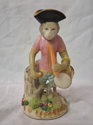 Vintage Resin Marching Band Monkey Playing Drum Figurine