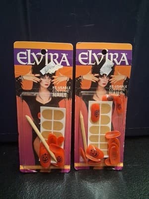 (2 Packs) Elvira Mistress Of The Dark Bat Reusable Press On Nails Halloween VTG