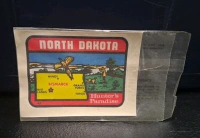 Vintage NORTH DAKOTA Hunter’s Paradise State Map Cities Souvenir Vinyl Decal ND