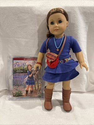American Girl SAIGE DOLL + BOOK + BONUS Holiday purse bracelet GIFT SET sage