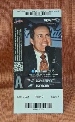 2014 Pre season New England Patriots Garoppolo NFL Debut Ticket Stub Eagles 8/15
