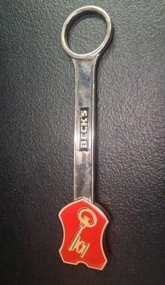 Vintage 8” Inch Becks Beer "Life Beckons" Solid Metal Bottle Opener Small Chip