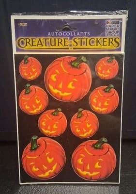 Vtg NEW 4 sheets American Greetings Halloween Jack O Lantern Pumpkin Stickers