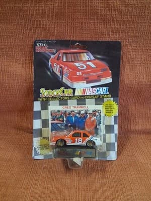 1991 GREG TRAMMELL STOCK CAR NASCAR WITH COLLECTORS CARD AND STAND #18