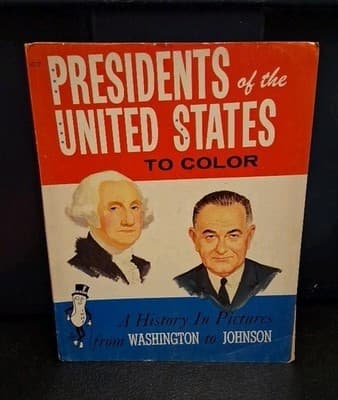 Vintage 1965 Presidents of the United States to Color Book Mr. Peanut Washington