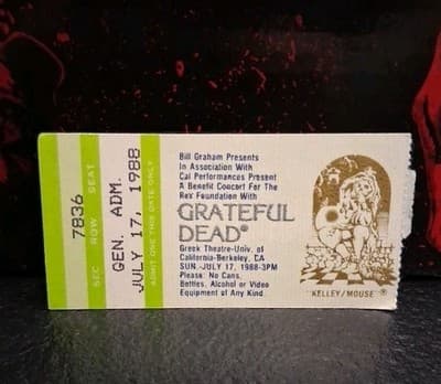GRATEFUL DEAD - JULY 17, 1988 - GREEK THEATRE BERKELEY - TICKET - #2
