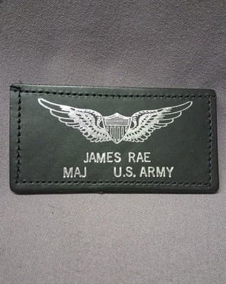 US Army CW3 James Rae Maj US Army Leather Nametag Patch