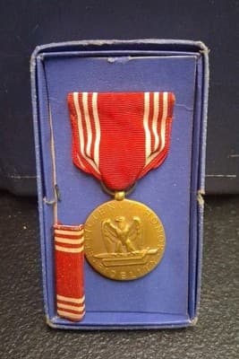 WWII Good Conduct Medal Ribbon With Original Box May 11, 1944 Bastian Bros. Co.