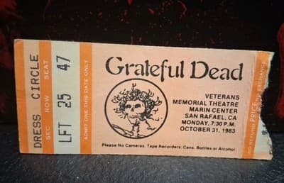 GRATEFUL DEAD TICKET 10-31-1983 SAN RAFAEL THEATRE GARCIA WEIR LESH HALLOWEEN