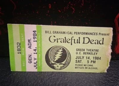 GRATEFUL DEAD - GREEK THEATRE U.C. BERKELEY - JULY 14, 1984 - TICKET