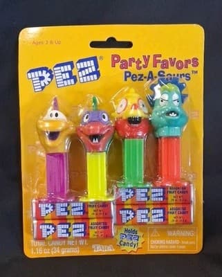 2000 Pez Party Favors Pez-A-Saurs Set/4 Mini Pez Dispensers with Candy