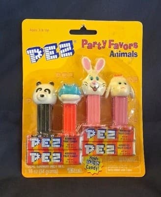 PEZ "PARTY FAVORS ANIMALS" Dispensers 2000 4 in NEW PACKAGE (NIP)