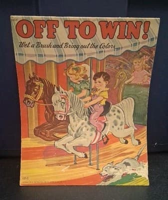 Hi Soldier WWII Children's Wet A Brush Painting Book 1944 Saalfield Vintage