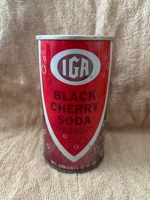 VTG 1970s IGA Black Cherry Soda Pop Can 12oz Straight Side Steel Chicago IL