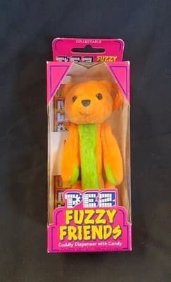 Vintage 2002 Dakin/ Pez TJ Orange BEAR Fuzzy Friends Plush Keyring NEW in BOX