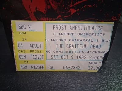 GRATEFUL DEAD TICKET 10/09/1982 Frost Amphitheatre Stamford University